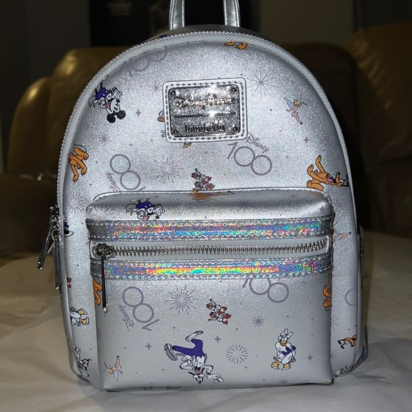 New!! Disney 100th Anniversary Platinum Mickey & Friends Mini Backpack - Picture 5 of 16